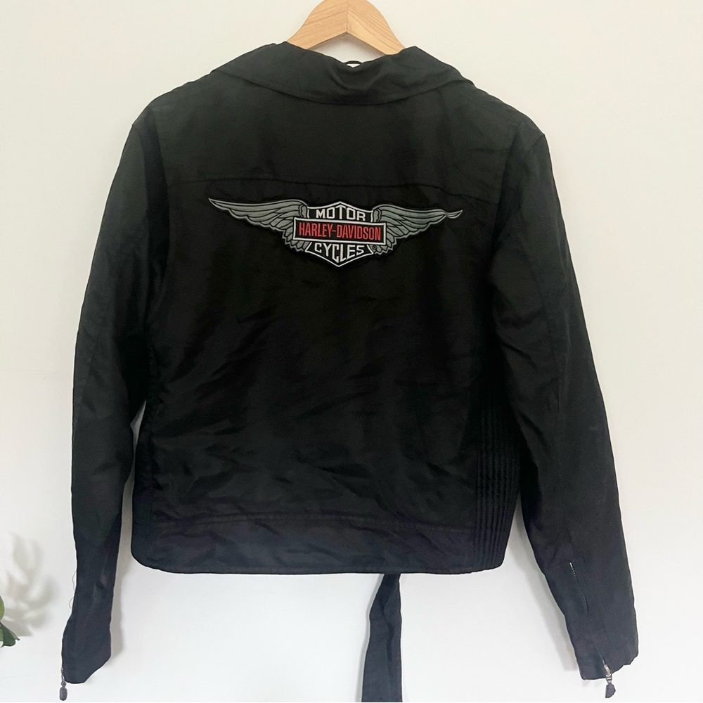 Harley Davidson Nylon Biker Jacket Women’s Grail Moto Jacket Black w Logo Small